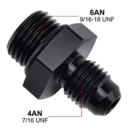EVIL ENERGY 4AN Flare to AN6 ORB Male O-Ring 2PCS Fitting Adapter - size: 6AN ORB to 4AN