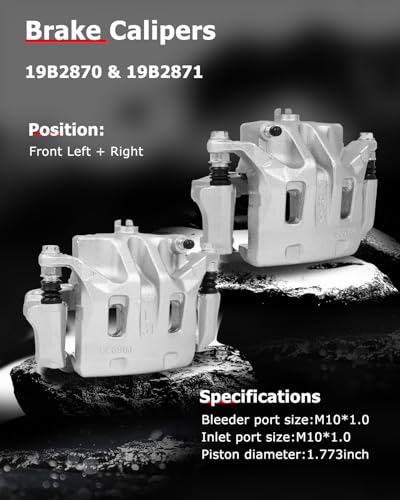 cciyu Front Left & Right Disc Brake Calipers With Bracket 19B2870 19B2871 - size: Front[19B2870+19B2871]