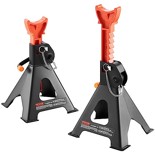 VEVOR Jack Stands, 3 Ton (6,000 lbs) Capacity Car Jack Stands Double Locking, 10.8-16.3 inch Adjustable Height, for Lifting SUV, Pickup Truck, Car and UTV/ATV, Red, 1 Pair - style: 3T 2-Locking