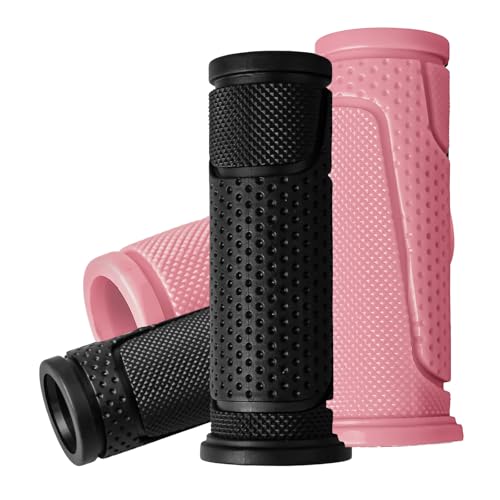 4 PCS Kids Bike Handlebar Grips | Black + Color Combo | 8 Options | Non-Slip 22.2mm 90mm Bicycle Grips for Kids Bikes & Scooters - color: Black + Pink