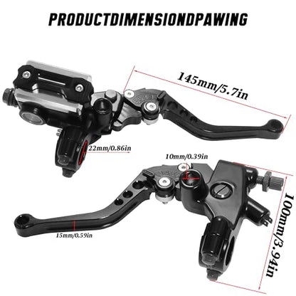 7/8" 22mm Motorcycle Brake Lever Handlebar Master Cylinder Clutch Levers Left & Right Set + Hand Grips + Handlebar Ends Set for Honda Kawasaki Suzuki Yamaha (Black) - color: Black
