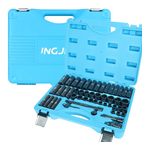 Impact Socket Set, 3/8 Socket Sets 50 Piece SAE and Metric Set, Cr-MO - size: 3/8inch 50PCS