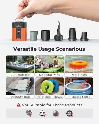 ETENWOLF AIR 3 Air Pump for Inflatables with 2600mAh Battery& Camping Light - color: Vivid Orange