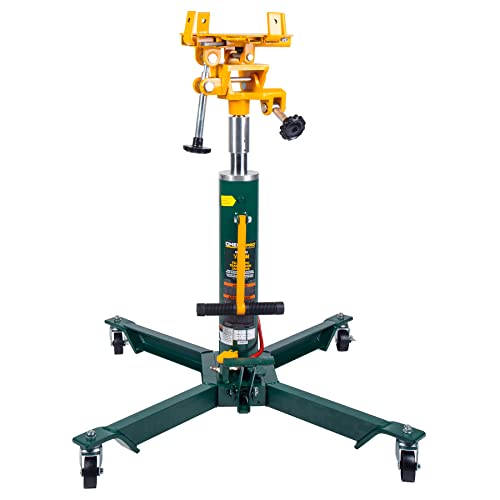 Omega Pro Hydraulic Transmission Jack - Telescopic Air Manual Lifting with Foot Pump - 1000 lb. Capacity for Garage Shop