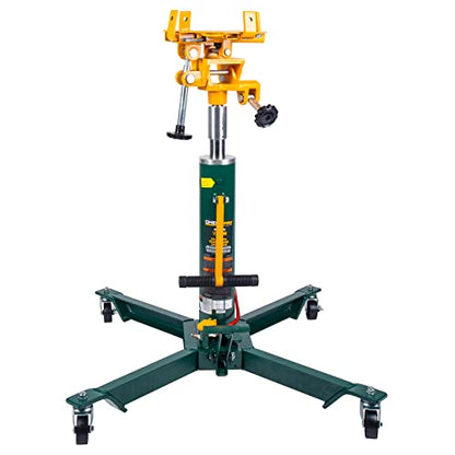 Omega Pro Hydraulic Transmission Jack - Telescopic Air Manual Lifting with Foot Pump - 1000 lb. Capacity for Garage Shop