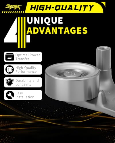 Oktiger High Performanced Belt Tensioner Assembly with Pulley Fit for Honda Civic ex dx lx gx 2007 2008 2009 2010 2011/lx-s ex-l 2009 2010 2011, 1.8L L4, Replace OE # 39077, 31170RWK005, 31170RWK015. - size: 39077