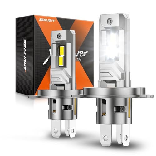 SEALIGHT H4 Light Bulbs, 50,000 LM 8X Brightness with 5 Mins Plug-N-Play, Turbo Cooling Fan, 9003 White Light, IP68 Waterproof, H4 Fog Light, Pack of 2 - size: H4