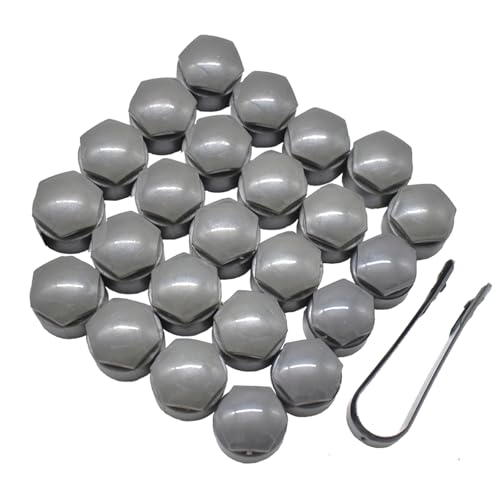 XUKEY Lug Nut Covers for Audi, 24pcs 25mm + Disassembly Tool (Grey) - color: Grey