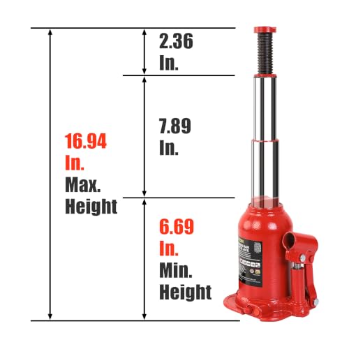 Big RED 8 Ton (16,000 LBs) Torin Double Ram Welded Bottle Jack for Car Auto Repair and House Lift, ATH80802XR - size: 8 Ton (16,000 LBs), style: Double Ram