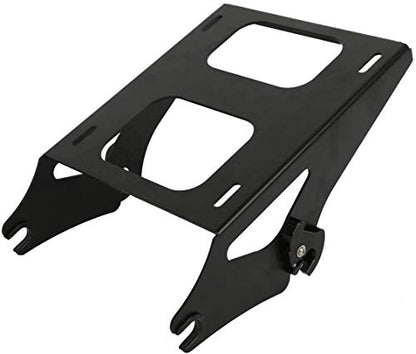 TCT-MOTORPARTS Matte Black Chopped Tour Luggage Trunk Backrest Pad & 2-UP Mounting Rack Fit for 2014-2025 Harley Touring Road King Street Road Electra Glide Special - color: Matte Black Chopped Trunk+Black Rack #1