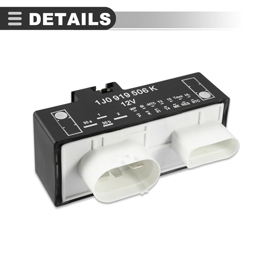 Motoforti Electric Cooling Fan Control Module Relay Radiator Unit, for Volkswagen Beetle 2000-2010, Plastic Metal, No.1J0919506K/902-419, Black White