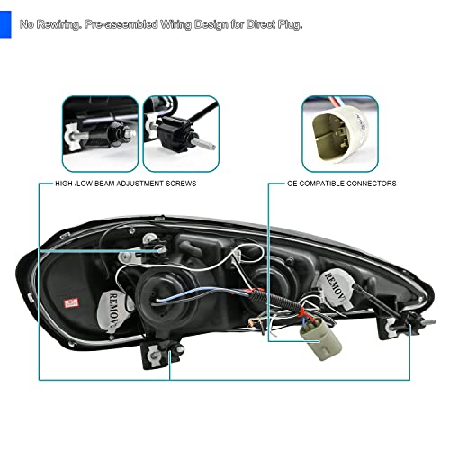 SPEC-D TUNING Dual LED Halo Projector Headlights - color: Chrome Housing Clear Lens