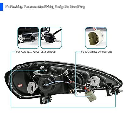SPEC-D TUNING Dual LED Halo Projector Headlights - color: Chrome Housing Clear Lens