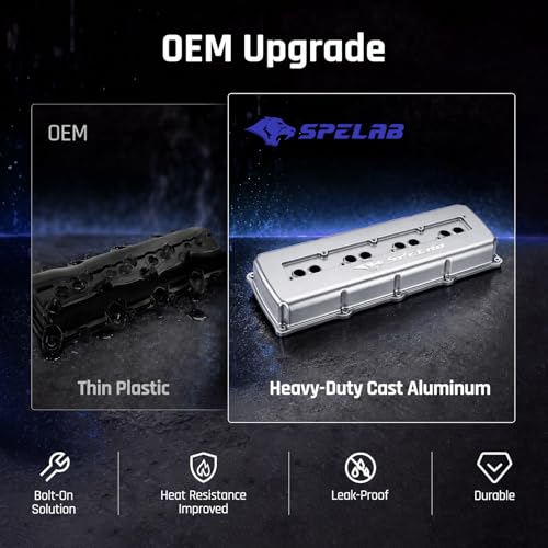 SPELAB Valve Cover Compatible with Hemi Gen III 5.7/6.1/6.4 Engine 2003-2020 Cast Aluminum Silver - color: Silver