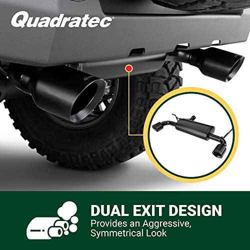 Quadratec Axle Back Dual Outlet Performance Exhaust System - Fits Jeep Wrangler JK 2007-2018 - Offroad Durability - Stainless Steel, Black Finish - Deep Smooth Exhaust Tone - 2.5" Pipe, 4" Tips