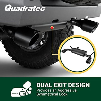Quadratec Axle Back Dual Outlet Performance Exhaust System - Fits Jeep Wrangler JK 2007-2018 - Offroad Durability - Stainless Steel, Black Finish - Deep Smooth Exhaust Tone - 2.5" Pipe, 4" Tips