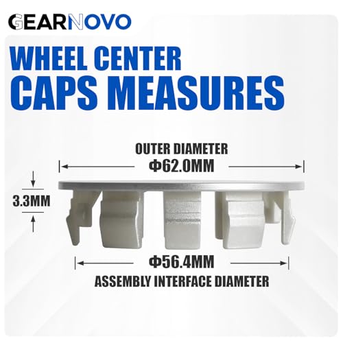 2.4Inch 62MM Wheel Center Caps, Pack of 4 (Silver, Outer 62MM, Inner 56MM) - color: Silver, size: Outer 62MM , Inner 56MM (3.3MM Clip)