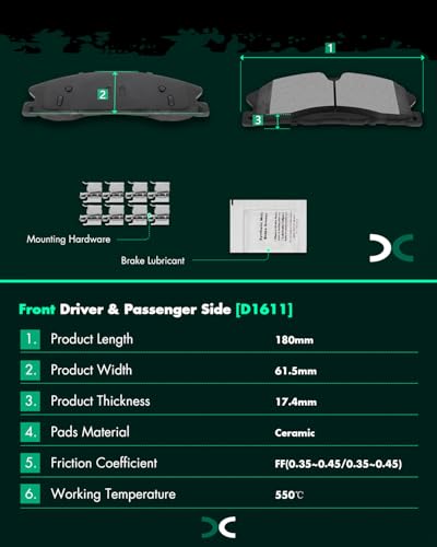 Ceramic Brake Pads Kits,SCITOO 8pcs Brakes Pads Set For Ford For Explorer - size: Front D1611 & Rear D1612 [8PCS]
