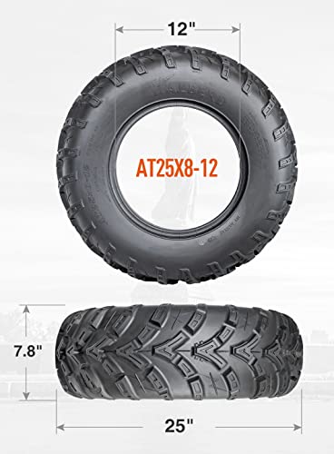 HALBERD 6PR ATV/UTV Tires, 25x8-12 All Terrain 15mm Tread Depth 25x8x12 Trail Sand Off-Road Tires, Set of 2