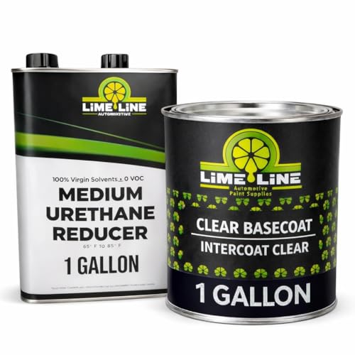 LiME LiNE Automotive Clear Basecoat/Intercoat Clear -1 Gallon Combo - Mix 1:1 with Urethane Reducer - Must be Clearcoated (Clear with Reducer) - color: Clear with Reducer