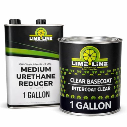 LiME LiNE Automotive Clear Basecoat/Intercoat Clear -1 Gallon Combo - Mix 1:1 with Urethane Reducer - Must be Clearcoated (Clear with Reducer) - color: Clear with Reducer