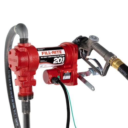 Fill-Rite FR4210H 12V 20 GPM Fuel Transfer Pump with Discharge Hose & Manual Nozzle | Gasoline, Diesel, Kerosene, Ethanol & Methanol Blends & Biodiesel - style: Standard Accessories