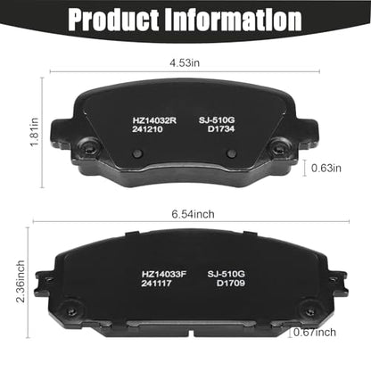 Advanced Carbon Fiber Ceramic Brake Pads Front & Rear Set for 2014-2022 Jeep Cherokee - style: HZ1709+HZ1734