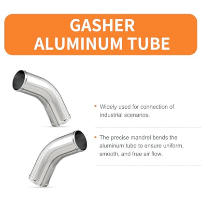 GASHER 1PCS 45 Degree Elbow Aluminum Alloy Tube Intercooler Pipe Air Intake Tube 2.75"OD, Leg Length 12" (300mm) with Bead Roll - color: 45 degree（With Clamps）, size: 2.75"OD (1 PC)