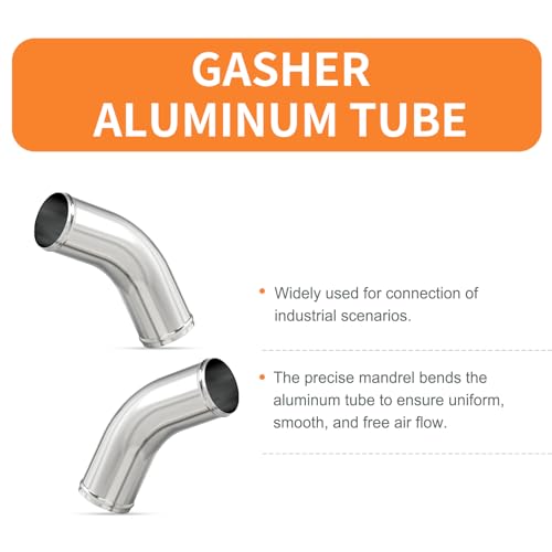 GASHER 1PCS 45 Degree Elbow Aluminum Alloy Tube Intercooler Pipe Air Intake Tube 3"OD, Leg Length 12" (300mm) with Bead Roll - color: 45 degree（With Clamps）, size: 3"OD (1 PC)
