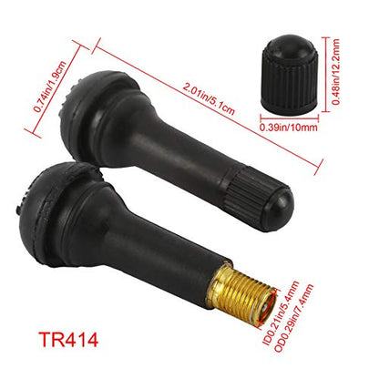 100 PCS TR413 and TR414 Snap-in Tire Valve Stem (50Pcs TR413 + 50Pcs TR414)