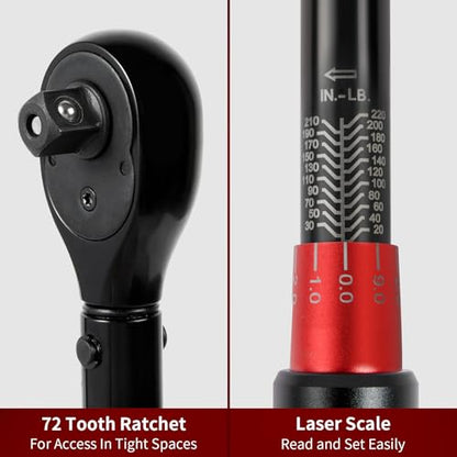 Hairich Torque Wrench Bicycle,1/4 inch drive 2.3-24.9 N.M/20-220IN.LB, Bike Torque Wrench Set,30PCS Click Torque Wrenches with 1/4 Ratchet Wrench, Extension Bar, Sockets for Bicycle - size: 30PCS 1.67-18.33 FT.LB
