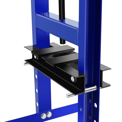 Hydraulic Press with Stamping Plates 6 Ton Hydraulic Shop Press H-Frame with Pressure Gauge Steel H-Frame Garage and Shop Floor Press Convenient Pin System Adjusting Height Blue