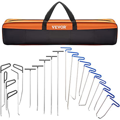 VEVOR Rods Dent Removal Kit, 21 Pcs Paintless Dent Repair Rods, Stainless Steel Dent Rods, Whale Tail Dent Repair Tools, Professional Hail Dent Removal Tool For Minor Dents, Door Dings And Hail Damage - size: 21pcs