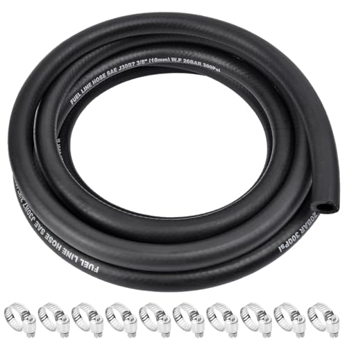 1/2 Inch ID Fuel Line Hose - 15FT Fuel Line with 10PCS Hose Clamps,300PSI High-Pressure Fuel Line for Automotive Fuel Systems Engines - size: 1/2" ID-15Ft