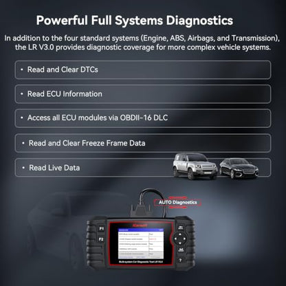 iCarsoft LR V3.0 2026 Ver Bidirectional OBD2 Scanner for Most Land Rover/Jaguar from 1996-2025 Full Systems Diagnostic Scan Tool 36 Services 118 Graphic Data Engine Transmission ABS Car Code Reader - style: All Systems for Land Rover