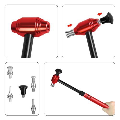 LadyRosian 16PCS Paintless Dent Repair Tools Leveling Telescopic Hammer and Aluminum Dent Hammer with Knock Down Head Tap Kit for Car Hail Damage Dent Repair - color: Repair Tool B