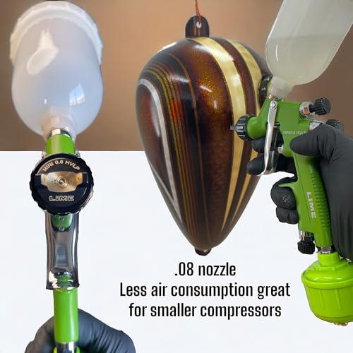 LiME LiNE .8mm Mini HVLP Automotive Spray Paint Gun for Basecoats and Clearcoat: Bonus Inline Filter Ball and Air Line Connector.