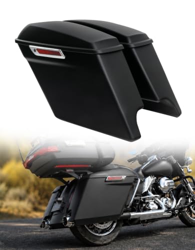 TCMT Matte 5" Stretched Extended Saddlebag Trunk Fits For Harley 2014-2024 Touring CVO Road Glide Road King Street Glide Electra Glide Ultra Classic - color: Matte Black Chrome Latches, size: Stretched Saddlebags