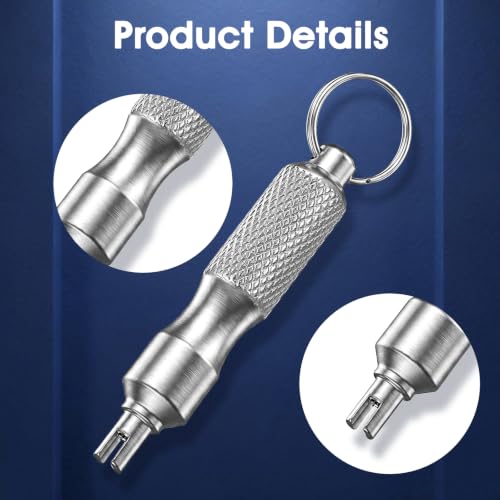Yolev 4 Pcs Valve Core Removal Tool Keychain, Stainless Steel Tire Valve Stem Tool Portable Tire Valve Stem Removal Tool for Bicycle Car Motorcycle Repair Install Accessory