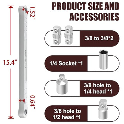 Offset Extension Wrench for Tight Spaces, Heavy Duty Wrench Extender Tool - color: Silvery