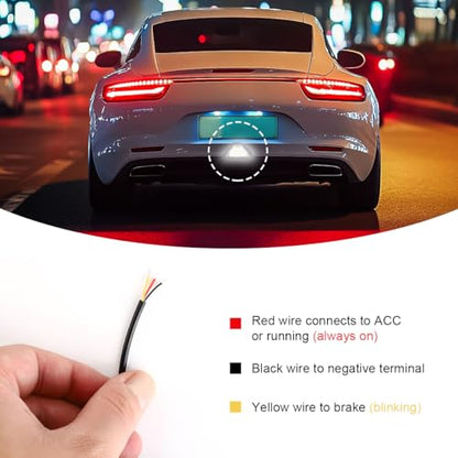 Car F1 Style Brake Light, 12V Super Bright Waterproof Triangle Rear Fog LED Lights Tail Flash Lamp, F1 Style Warning Strobe Third Stop Light for Motorcycle ATV Truck SUV (White) - color: White