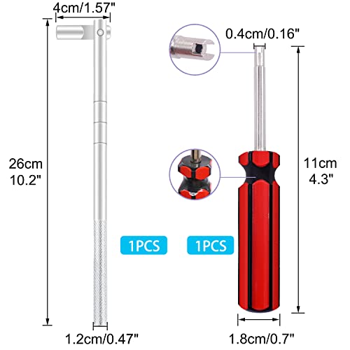Tire Valve Stem Tool Puller and Installer Kit - 4PCS TR412, 4PCS TR413, 4PCS TR414 Snap-in Tire Valve Stem with Valve Cores, Single Head Valve Core Remover Installer Tool - size: 14PCS