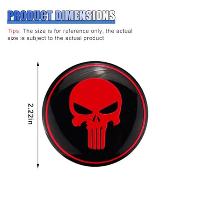 4PCS Skull Car Wheel Hub Center Cap Sticker, 2.2 Inch/56MM (Red) - color: Red