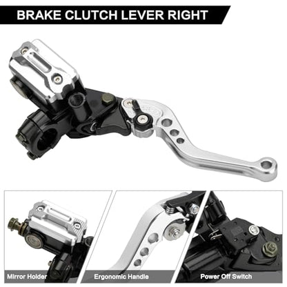 Motorcycle 7/8" 22mm Handlebar Brake Master Cylinder Clutch Lever - color: Silver