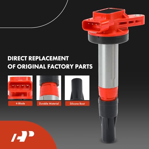 A-Premium Ignition Coil Pack and Iridium Spark Plugs Compatible with Jaguar - color: Red