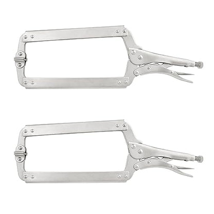 2 Pack 18 Inch C Clamp Locking Pliers,Locking C Clamp, Adjustable Nickel Plated C Pliers For Wood Working, Welding, Electrician Maintenance and more, by GENHAKON - size: 2 Pack 18 Inch