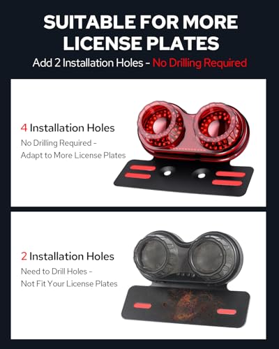 Benlari Upgraded Motorcycle Tail Light, 90LEDs Brake Lights, IP67 Waterproof Turn Signals Running with License Plate Bracket Fit for Street Bike Cruiser Chopper Bobber (Red) - color: Red