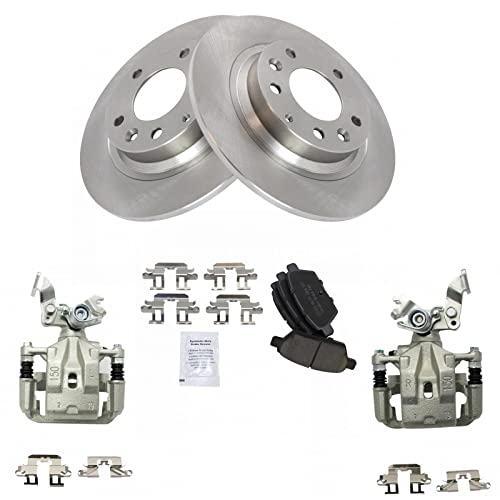 TRQ Rear Brake Pad and Rotor Set Ceramic Solid Rotors Calipers - style: BKA14400