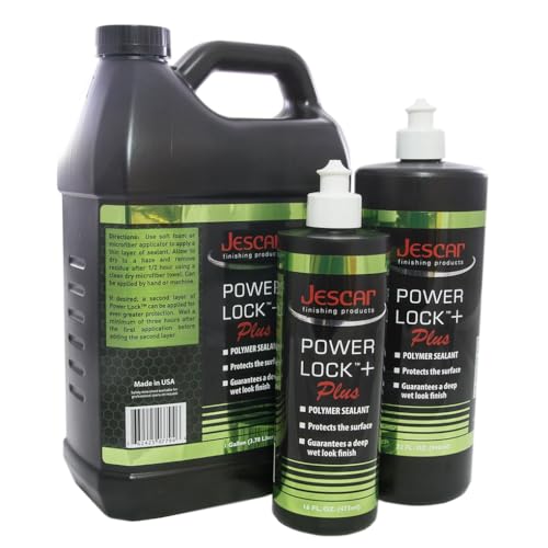 Jescar Power Lock Plus 폴리머 실란트 - 946.4ml(32온스) - 오래 지속되는 보호를 위한 내구성 있는 고광택 페인트 실란트 - 쉬운 사용, 모든 페인트 유형에 안전, 쉬운 사용, 손 또는 기계 적용 - size: 32oz