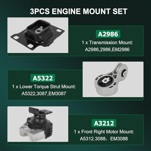 SCITOO Engine Motor and Transmission Mount Set for Ford for Focus 2008-2011